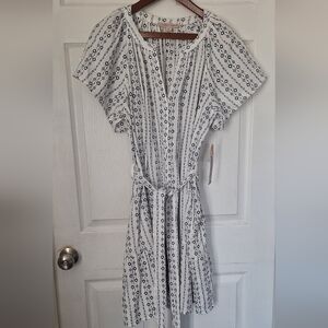 Coastal Comfort Embroidered Cotton Dress XL